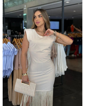 Vestido Longo Com Franjas