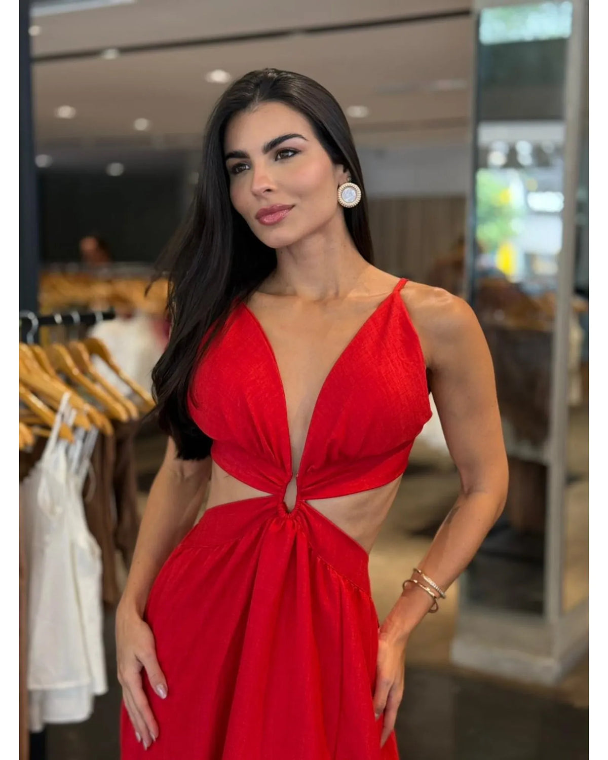 Vestido Longo Recorte Cintura