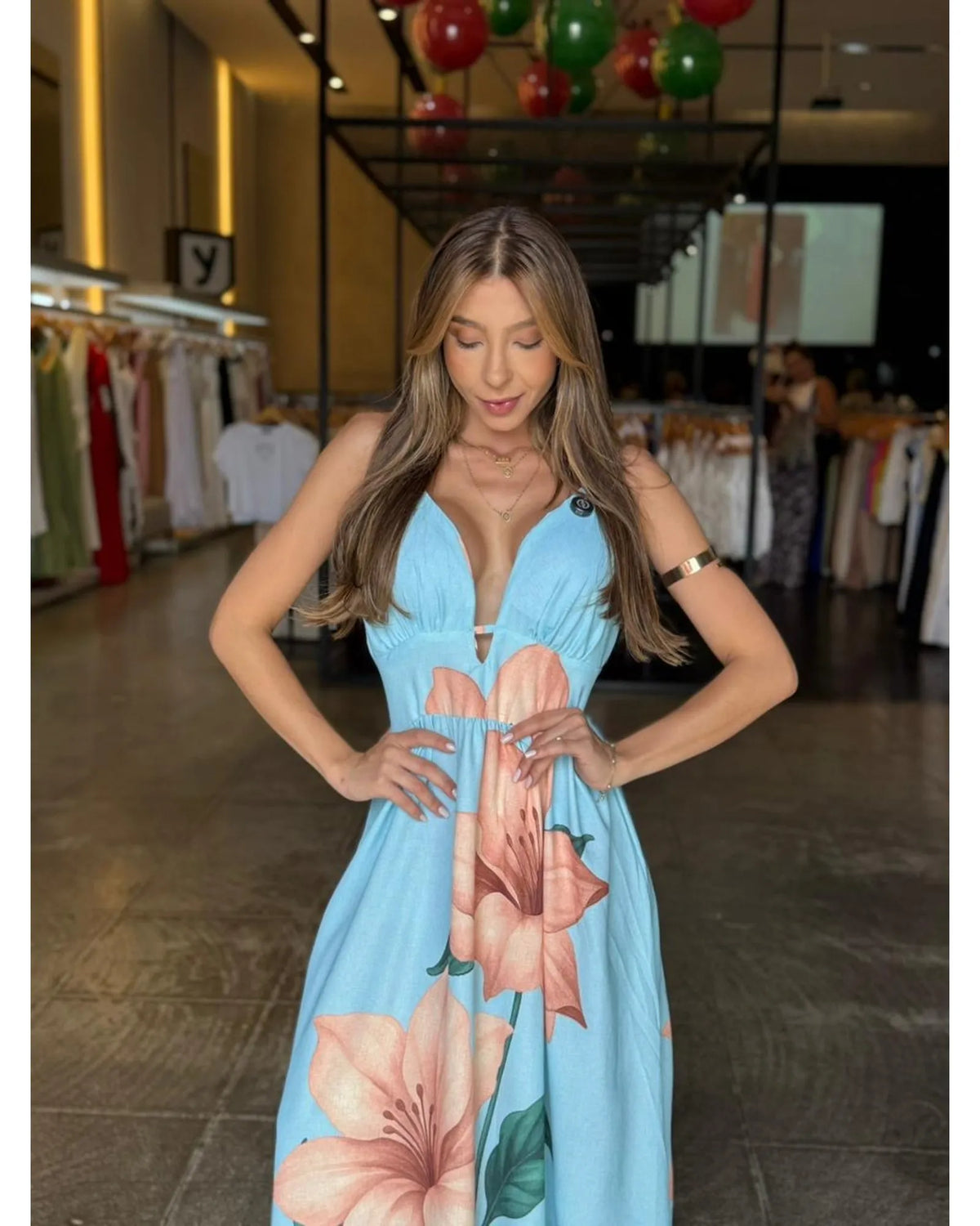 Vestido Longo Estampado Floral