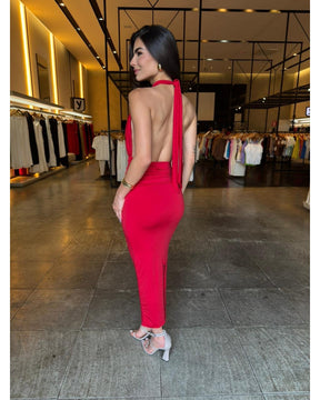 Vestido Mid Luxo Fivela