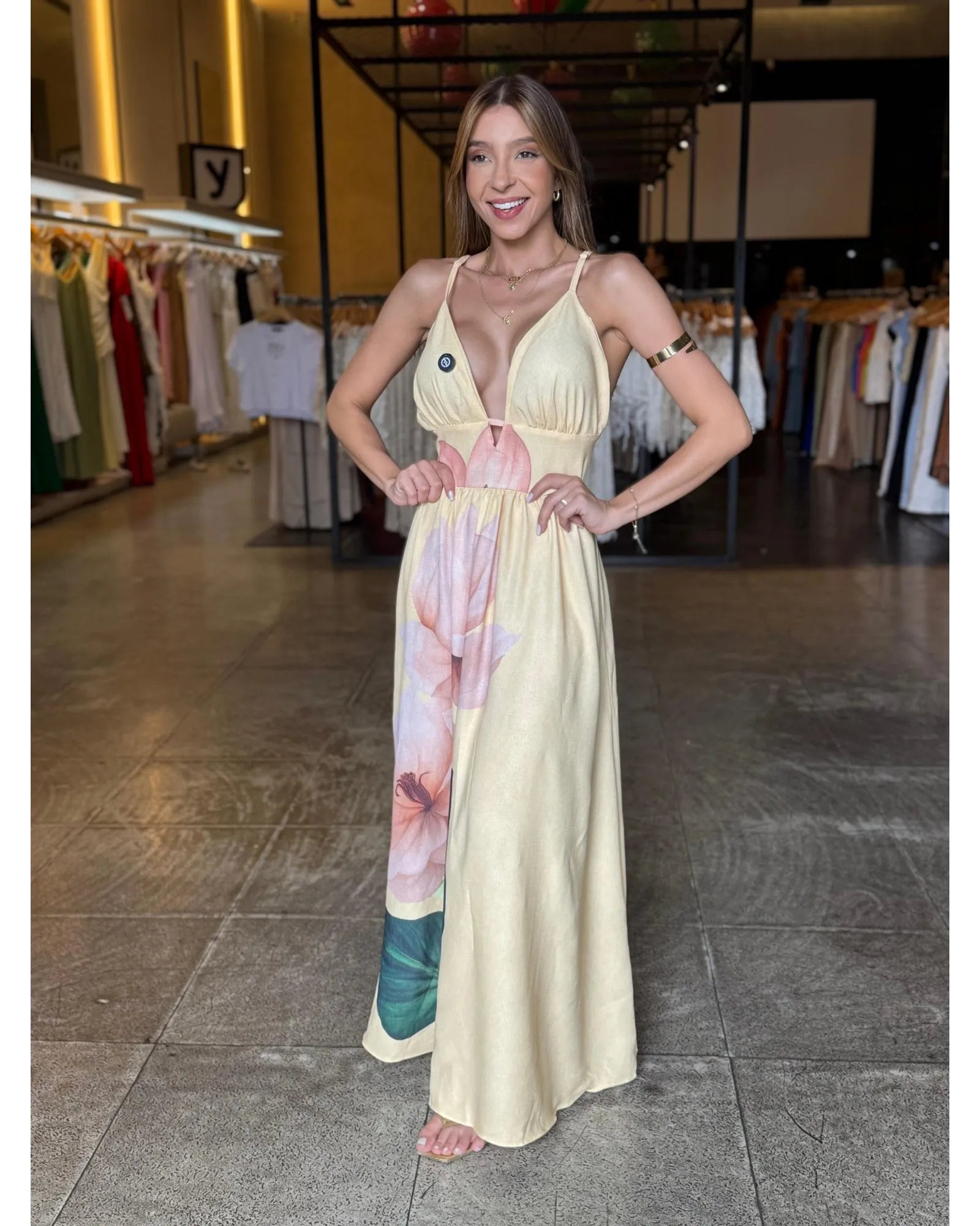 Vestido Longo Estampado Floral