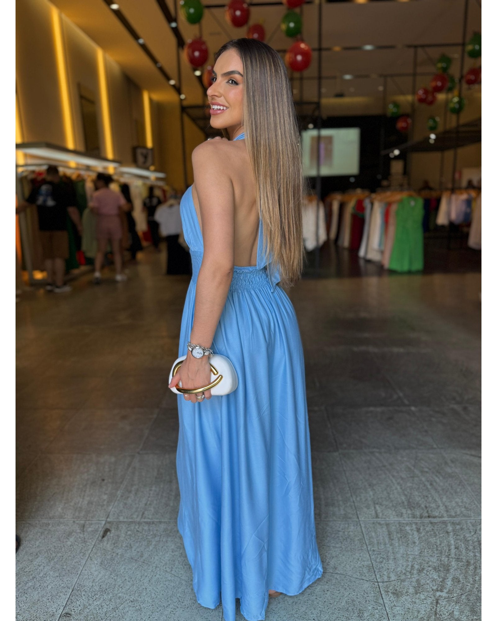 Vestido Longo Luxo Fivela