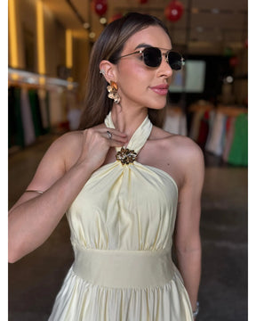 Vestido Longo Luxo Fivela