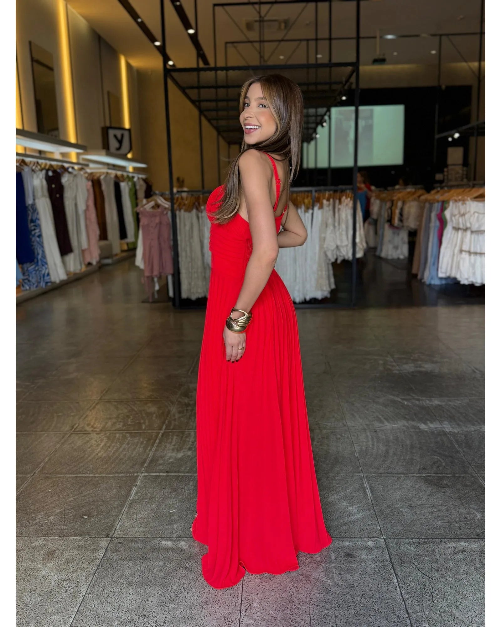 Vestido Longo Plissado