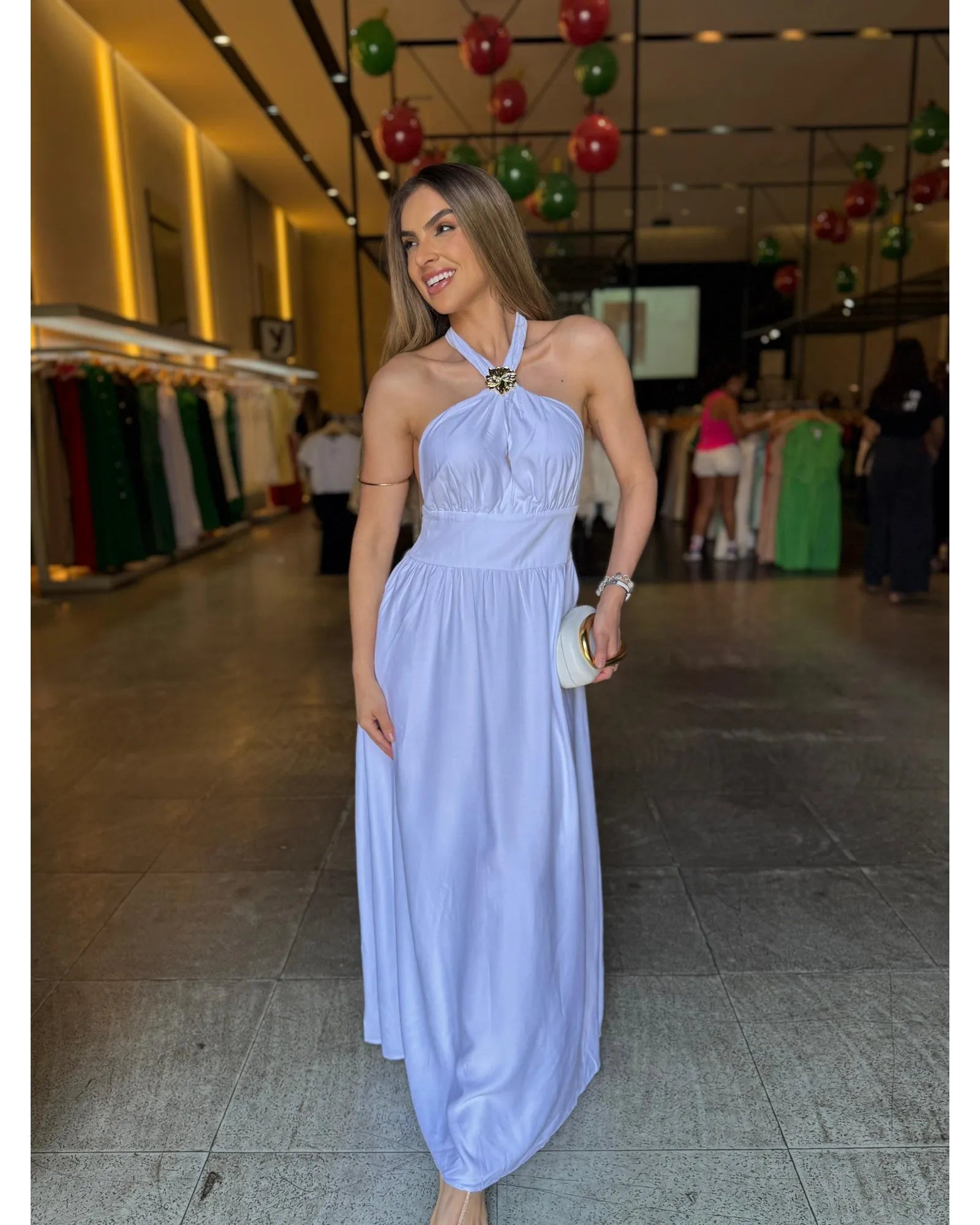 Vestido Longo Luxo Fivela