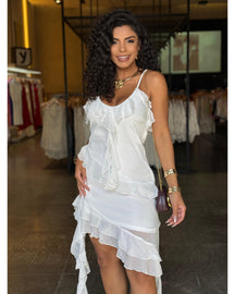 Vestido Babado Assimétrico