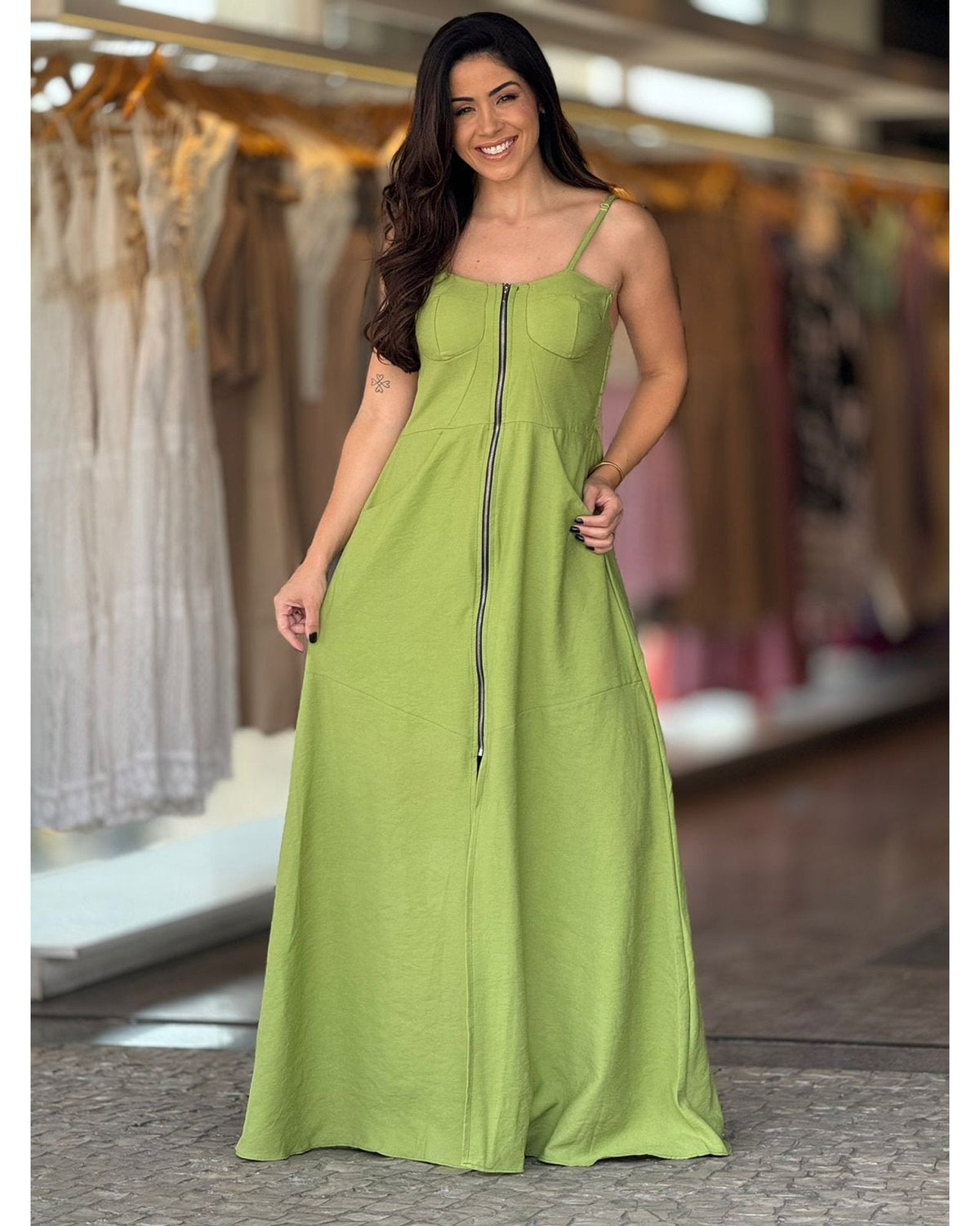 Vestido Longo Zíper Bia