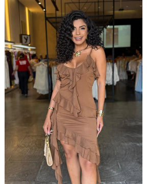 Vestido Babado Assimétrico