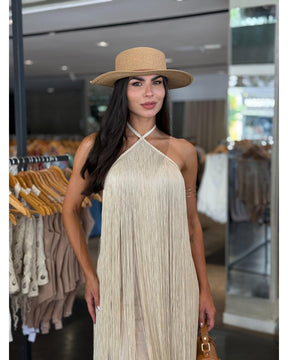 Vestido Franjas Chic Off white