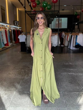 Vestido Longo Botões Cris