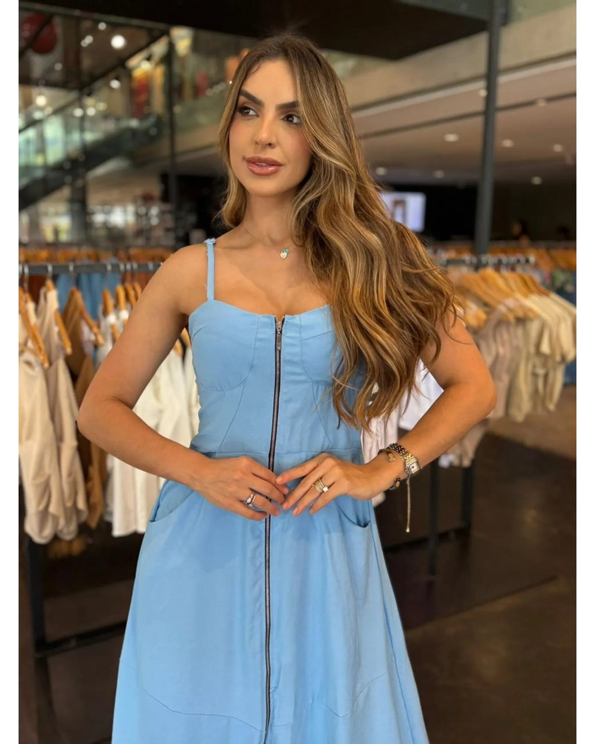 Vestido Longo Zíper Bia