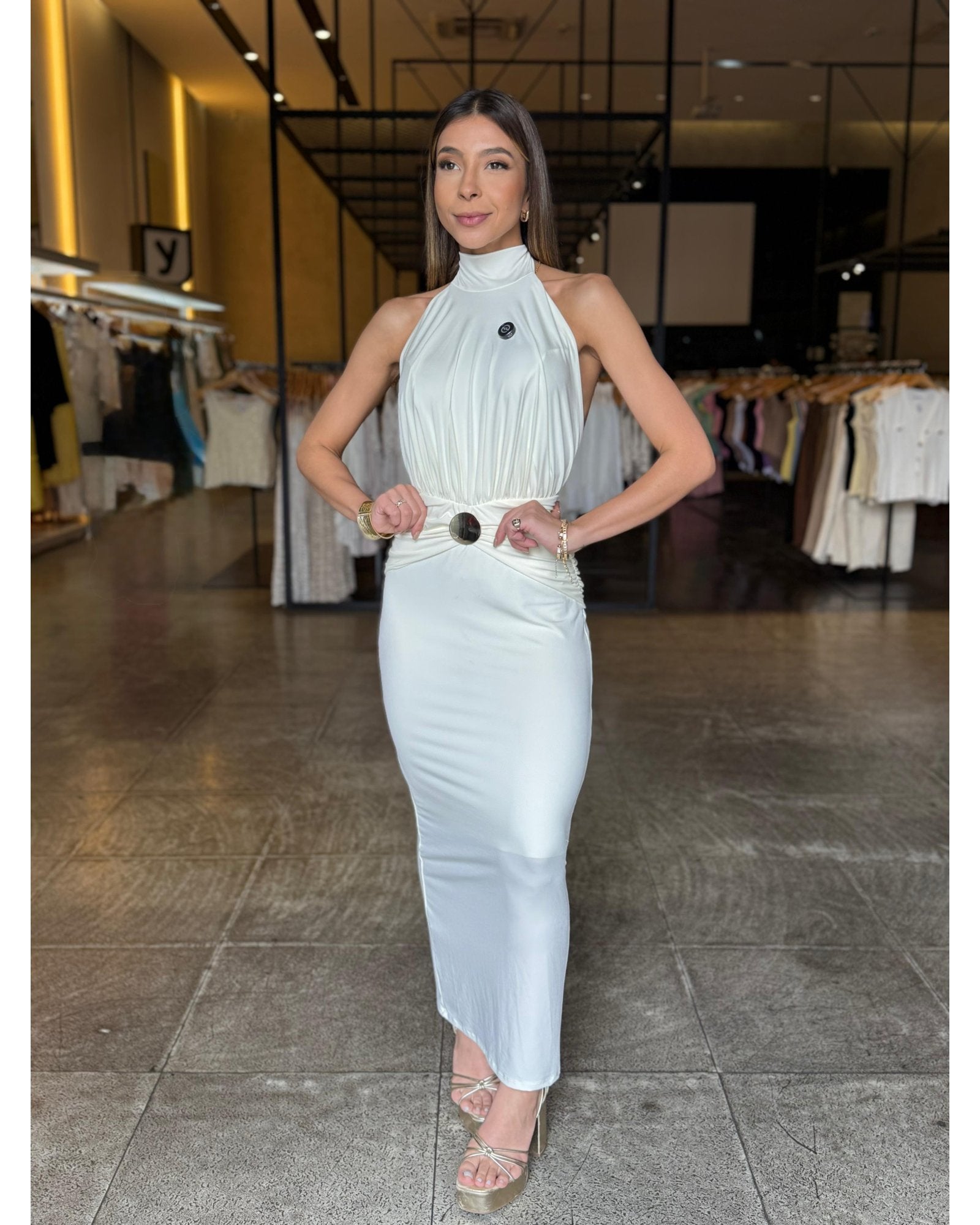 Vestido Mid Luxo Fivela