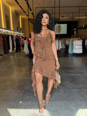 Vestido Babado Assimétrico