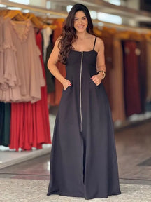 Vestido Longo Zíper Bia