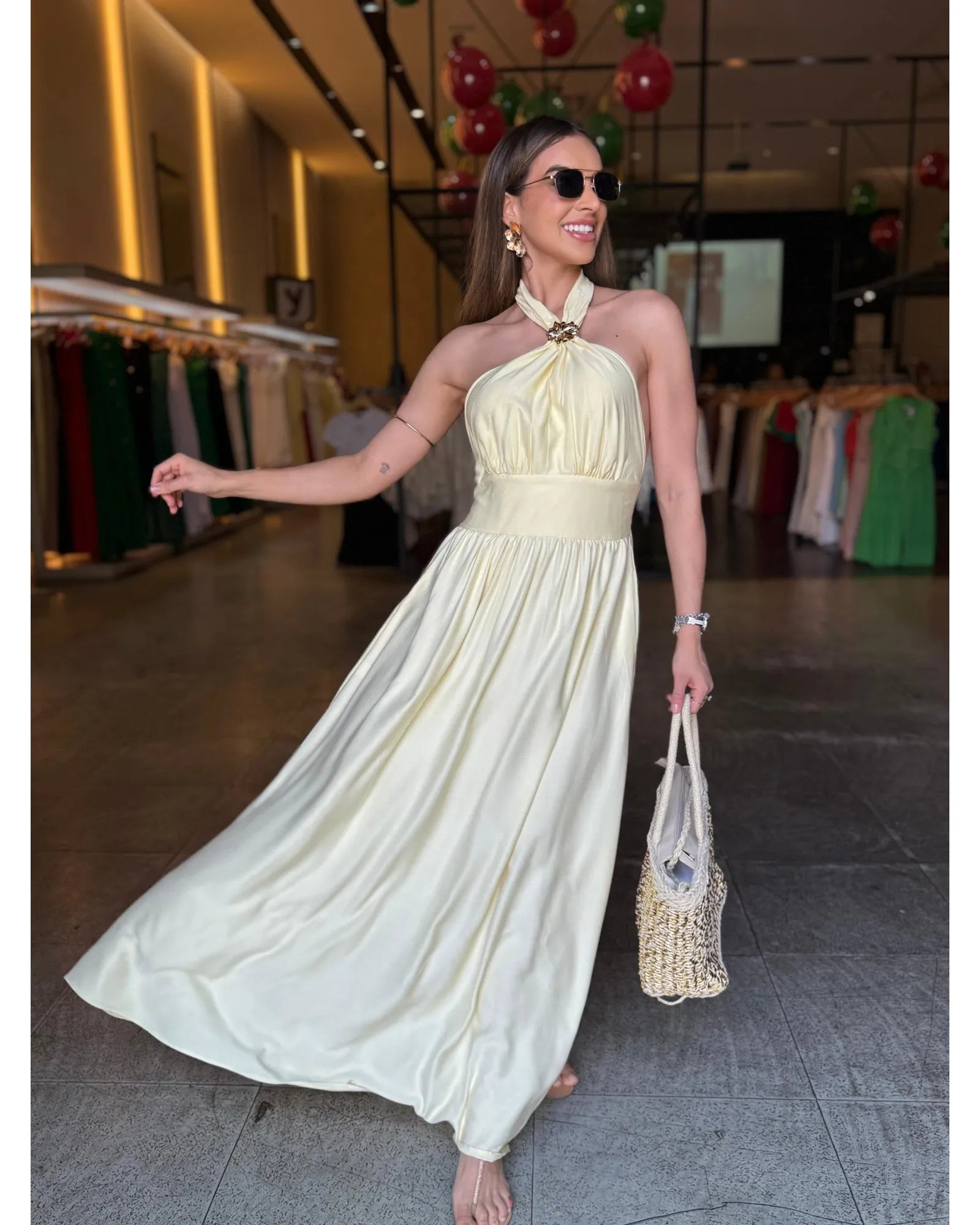 Vestido Longo Luxo Fivela