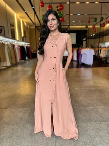 Vestido Longo Botões Cris