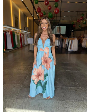 Vestido Longo Estampado Floral