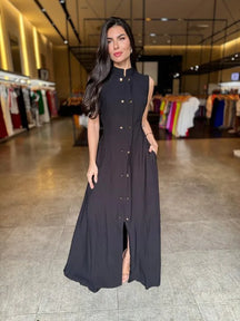 Vestido Longo Botões Cris