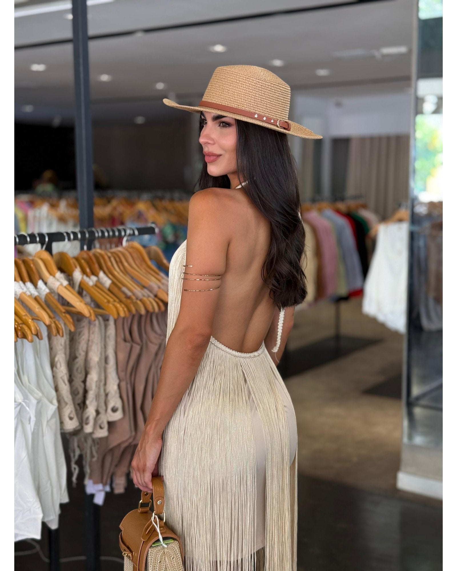 Vestido Franjas Chic Off white