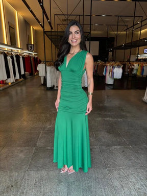 Vestido Longo Luxo Franzido