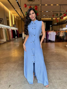 Vestido Longo Botões Cris