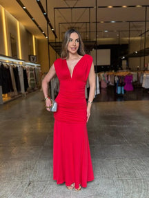 Vestido Longo Luxo Franzido