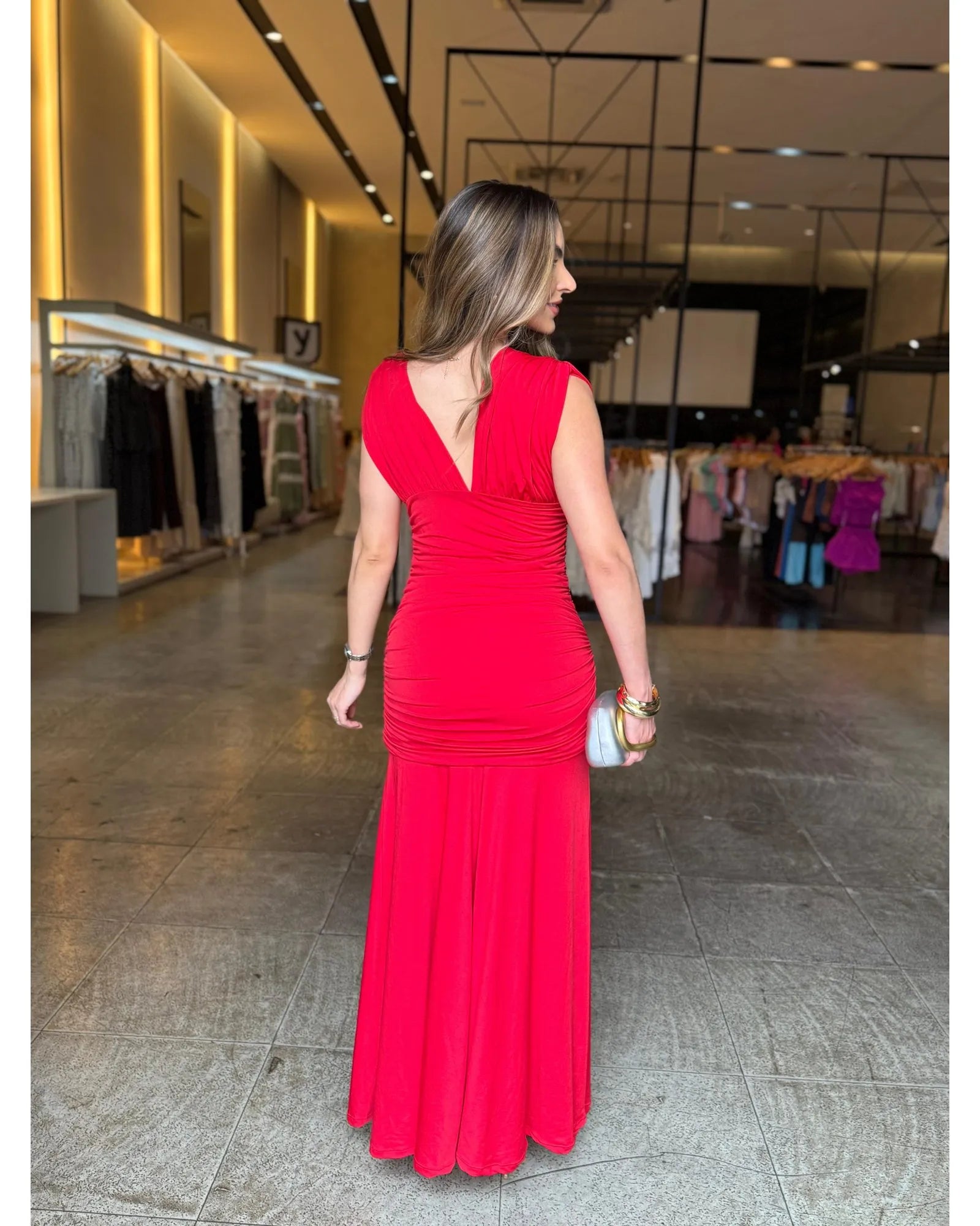 Vestido Longo Luxo Franzido