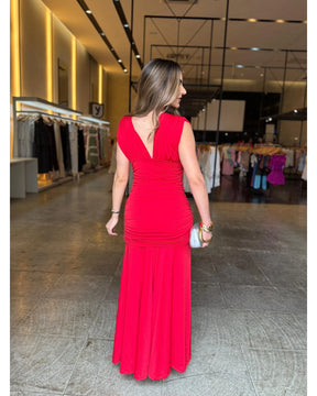 Vestido Longo Luxo Franzido