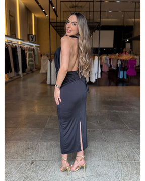 Vestido Mid Luxo Fivela